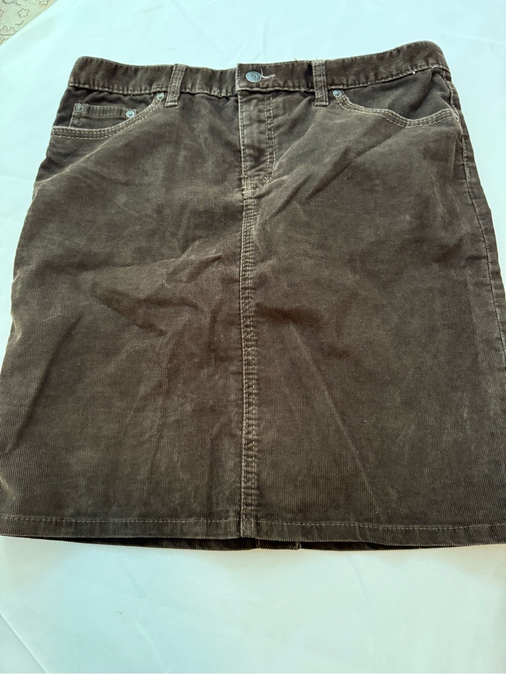 Women’s Corduroy Midi Skirt in Chocolate Brown
